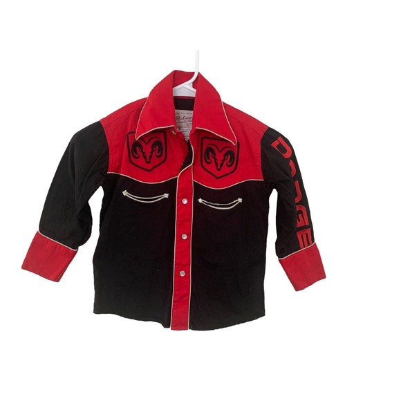 Rockmount Ranch Dodge Ram truck Western Wear Pearl Snap Button Shirt Red Boys S